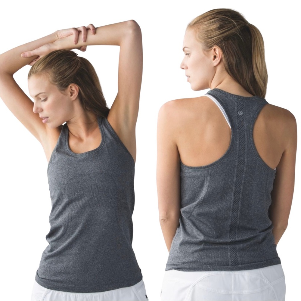 Lululemon Swiftly Tech Racerback Tank Size 8 Heathered Black